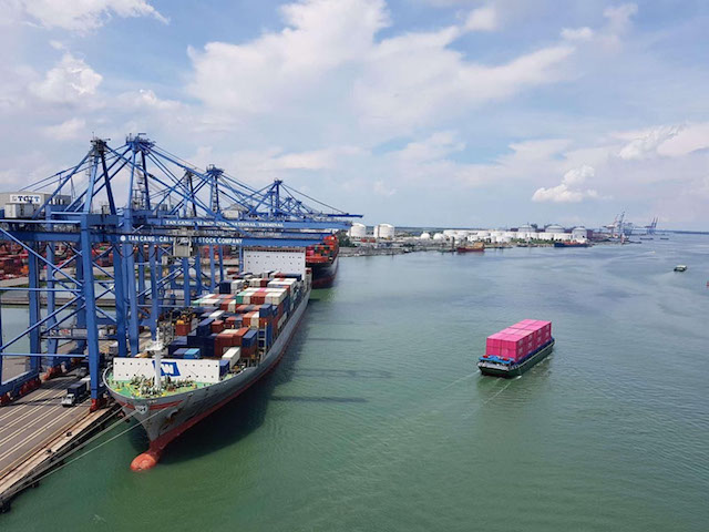 Dự án logistics Cái Mép Hạ có ý nghĩa quan trọng trong việc phát triển cảng biển và logistics, một trong những mũi nhọn kinh tế quan trọng của tỉnh. Trong ảnh: Toàn cảnh dự án logistics Cái Mép Hạ  nhìn từ cảng TCIT.